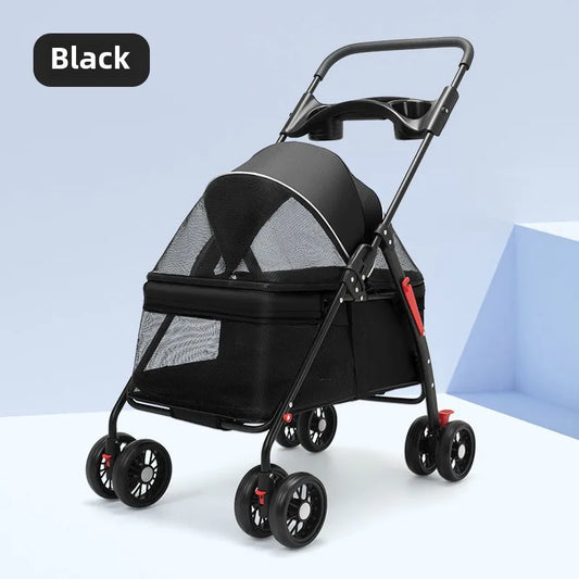Pet Stroller Dogs Cats Teddy Bear Baby Stroller Small Pet Stroller Light and Foldable Suitable Outdoor Travel Dog Cat Supplies