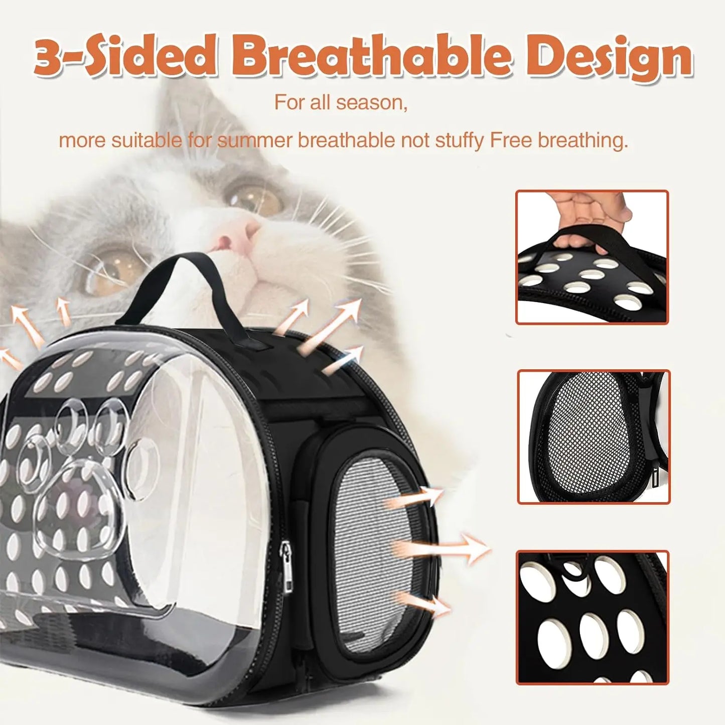 Pet Cat Carrier Bag for Travel Breathable Handbag Puppy Cats Bag Transparent Portable Shoulder Strap Bag for Small Pet Cats Dog