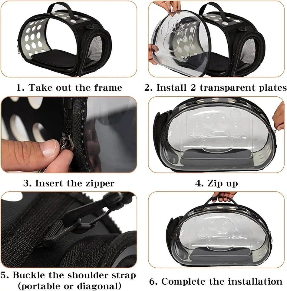 Pet Cat Carrier Bag for Travel Breathable Handbag Puppy Cats Bag Transparent Portable Shoulder Strap Bag for Small Pet Cats Dog